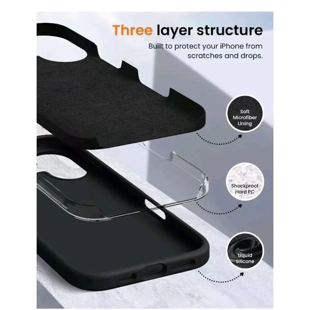 OuXul Designed for iPhone 16 Case,Shockproof Liquid Silicone Protective Phone Ca